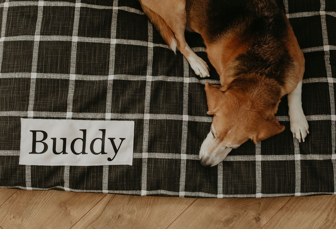Black Plaid Dog Bed Cover Cute Dog Beds Personalized Dog Etsy