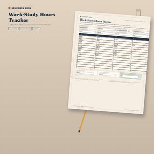 Work Study Timesheet Printable, Student Hours Tracker, Pay Period Log PDF