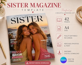 Editable Sister Magazine Template, 42-Page Keepsake Gift (Digital Download)