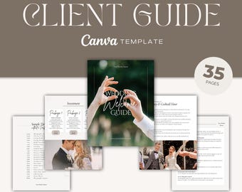 Modèle de toile modifiable pour guide client pour photographe de mariage