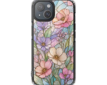 Magnetic Clear Floral Phone Case: Stained-Glass Inspired Protection
