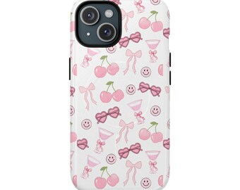 Pink Cherry Bow Phone Case | Coquette Design, MagSafe Compatible