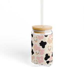 Strawberry cow glass straw cup