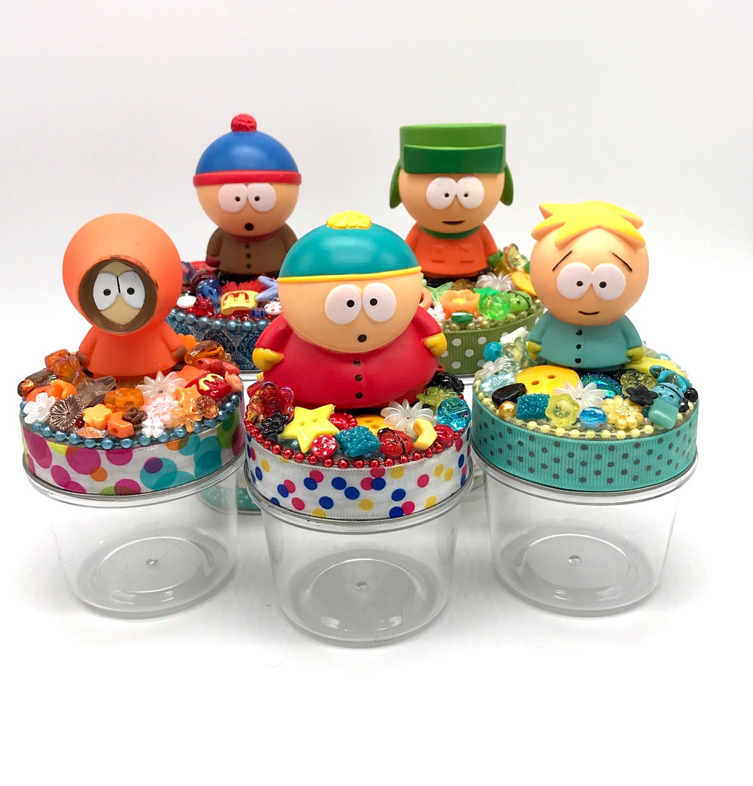 Assemblage Art Jar  Stocking Stuffer -- The South Park Gang