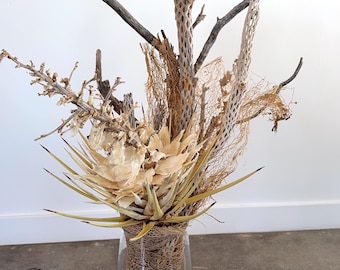 Large Cactus Lace Bound Dried Desert Arrangement | Cholla, Cactus Lace, Manzanita, Joshua Tree Flower (30" Tall) | Halloween Tablescape