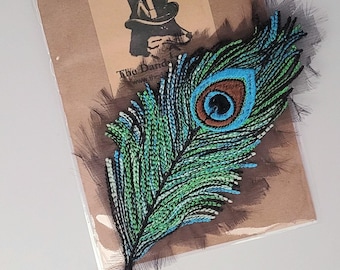 Peacock Feather Embroidered Patch