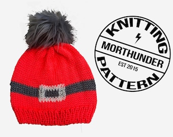 Charming Santa Buckle Beanie Knitting Pattern by Morthunder