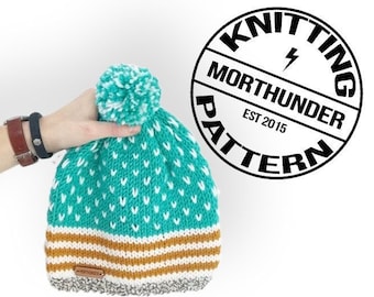 Stripes and Dots Knitting Beanie Pattern by Morthunder