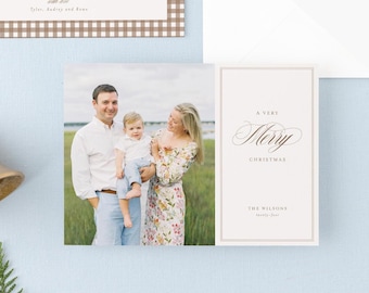 Very Merry Christmas Script Holiday Card