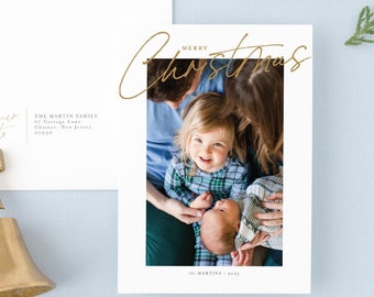 Merry Christmas Script Photo Card