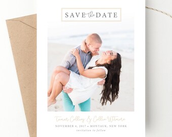 Modern Typography Custom Save the Date | Photo Engagement Announcement | Save Our Date | Personalized | DIY Save-the-Date Invitation