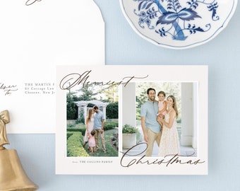Merriest Christmas Holiday Card, Christmas Card with Photo, Family Holiday Cards