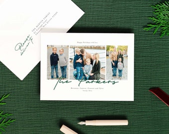 Family Name Holiday Card, Christmas Photo Card, Merry Christmas, Holiday Photo Card, Modern Christmas Card, Minimal Holiday