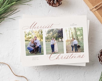 Elegant Christmas Holiday Card, Christmas Card, Family Photo Card, Holiday Photo Card, Merriest Christmas, Traditional Holiday, Multi Photo