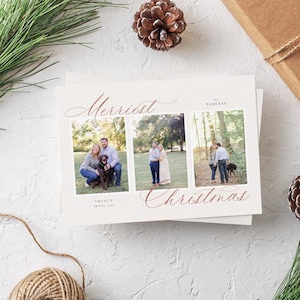 Elegant Christmas Holiday Card, Christmas Card, Family Photo Card, Holiday Photo Card, Merriest Christmas, Traditional Holiday, Multi Photo