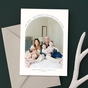 Boog kerstkaart, kerstfotokaart, vrolijk kerstfeest, vakantiefotokaart, moderne kerstkaart, geboortekaartje, minimale vakantie