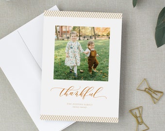 Thankful Photo Card Custom Holiday Card Happy Thanksgiving Blessed Family Grateful Thanks and Giving Christmas Cards Holiday Cards