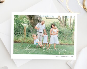 Classic Script Photo Christmas Card, Merry Christmas, Holiday Card, Family Photo Card, Christmas Greetings, Elegant Traditional, Calligraphy