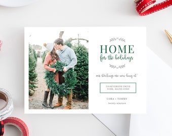 Holiday Photo Christmas Card | Home for the Holidays | Moving Announcement | New Home | FREE SHIPPING | Printed Invitations or DIY