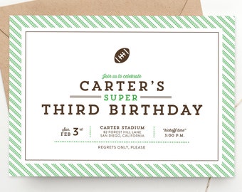 Football Birthday Party Invite Kids Big Game Invitation Flag Football Children's Party 1st 2nd 3rd Birthday Boys Birthday 6th 7th 8th Bday