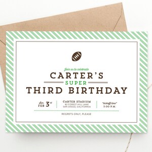 Football Birthday Party Invite Kids Big Game Invitation Flag Football Children&#39;s Party 1st 2nd 3rd Birthday Boys Birthday 6th 7th 8th Bday