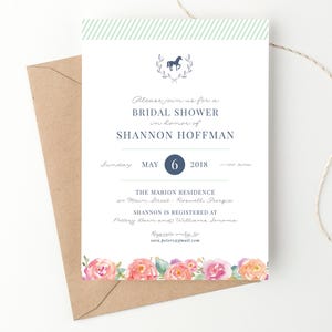 Kentucky Derby Bridal Shower Invitations, Horse Race or Equestrian Themed Baby Shower, Baby Sprinkle Invite, Belmont Stakes Preakness Party