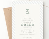 Simple Stripes Birthday Invitation Kids Party Boys Birthday No Theme Preppy Bday Any Age Green and White Striped Party Decor Sweet + Simple Il_170x135
