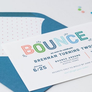 Bounce House Party Children's Birthday Invitation | Jump and Play | Boy or Girl Colorful Birthday | Twin Birthday | Printed or Digital File