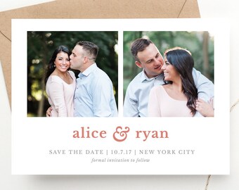 Save the Date Bright Ampersand Announcement | Classic Engagement Printable | Preppy and Traditional Wedding | Printed Invitations or DIY