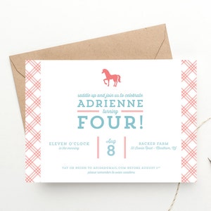 Pony Party Children's Birthday Invitation Free Shipping | Horse Themed Party Invites Baby Birthday | Printed or Digital File DIY