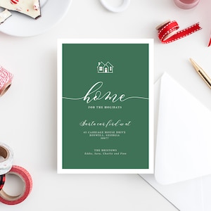 Faire-part de déménagement pour les fêtes de fin d'année Carte d'adresse Nous avons déménagé Notre nouvelle année Fichier imprimable Illustration de la nouvelle maison