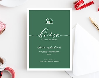 New Home Holiday Card Moving Announcement Home for the Holidays We've Moved  Address Card Our New Year New Home Illustration Printable File