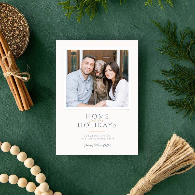 Home for the Holidays, Christmas Moving Card, Family Photo Card, Holiday Card, Home Sweet Home, Moving Announcement, Stockings Now Hung, image 1