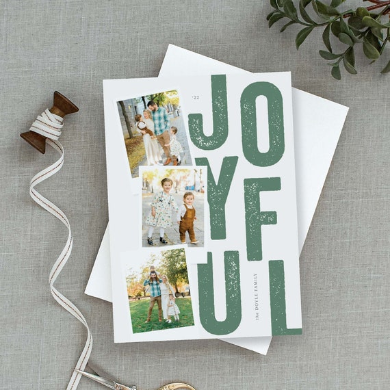 Joyfully Bold Holiday Card, Family Photo Card, Merry Christmas, Holiday