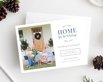 Holiday Photo Christmas Card | Home for the Holidays | Moving Announcement | New Home | FREE SHIPPING | Printed Invitations or DIY