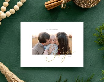 Script Hope Christmas Card, Family Photo Card, Holiday Card, Christmas Photo Card, Holiday Photo, Elegant Holiday, Typographic Christams