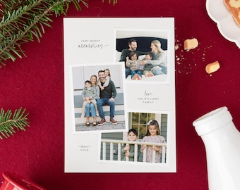 Very Merry Moments Holiday Card, Christmas Card with Photo, Family Holiday Card, Holiday Photo Card, Modern Christmas Card, Digital File