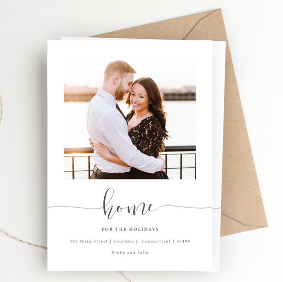 Holiday Photo Christmas Card | Home for the Holidays | Moving Announcement | FREE SHIPPING | Printed Invitations or Print at Home Il_570xn