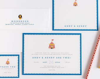 Invito di compleanno per festa a tema circo, compleanno con tendone, circo moderno, festa di carnevale, invito a tema circo, primo compleanno, vince il compleanno