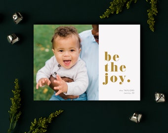 Be the Joy Holiday Card, Family Photo Card, Christmas Card, Joyful Holiday, Holiday Wishes, Full of Joy, Wishes of Good Cheer, Holiday Photo