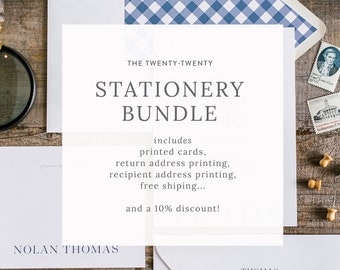 Stationery Bundle: Choose Any Design! Includes Printed Cards, Return and Recipient Addressing, Free shipping and 10% Off