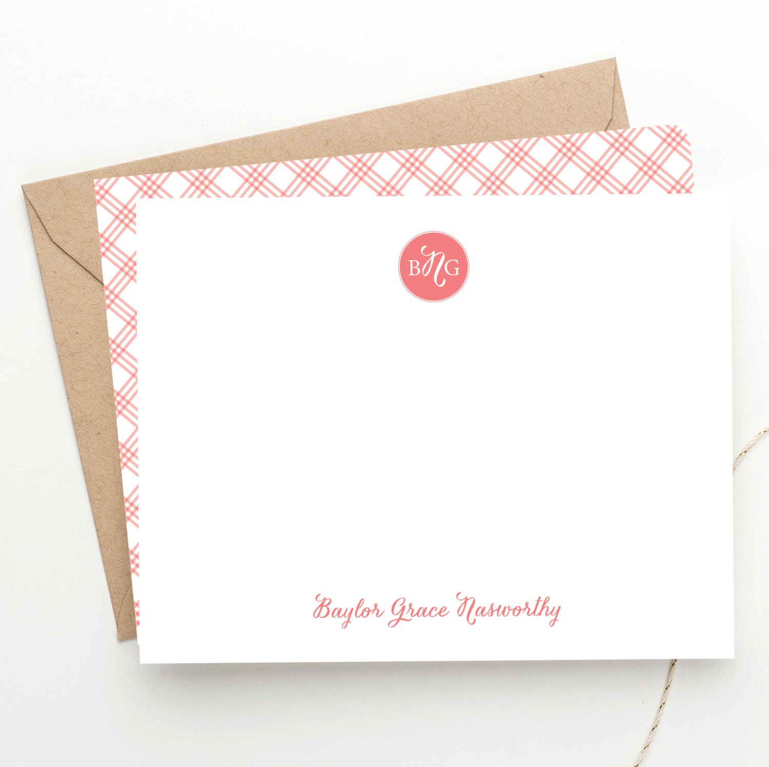 Custom Baby Stationery Set Southern Belle Gingham Etsy