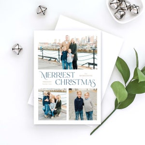 Merriest Christmas Holiday Card, Christmas Card, Family Photo Card, Holiday Photo Card, Multi Photo, Modern Christmas Card, Typographic