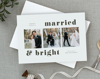 Merry & Bright Triple Photo Holiday Card