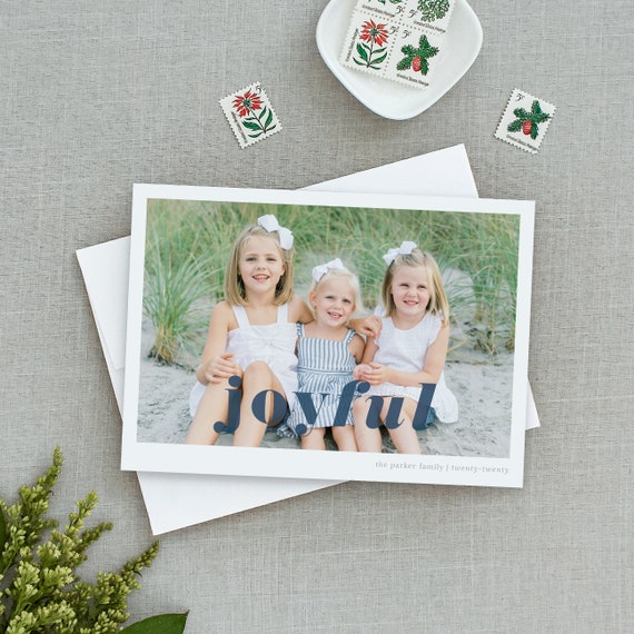 Joyful Christmas Photo Card Family Holiday Card New Years Card Happy Holidays Modern Christmas Holiday Cards Religious Christmas Card Il_570xn