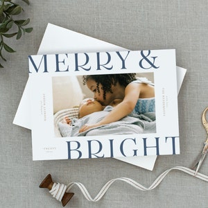 Merry & Bright Holiday Card, Christmas Photo Card, Merry Christmas, Holiday Photo Card, Modern Christmas Card, Minimal Holiday