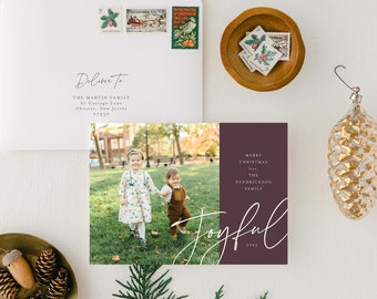 Modern Joy Christmas Photo Card