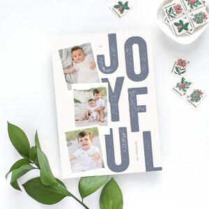 Joyfully Bold Holiday Card, Family Photo Card, Merry Christmas, Holiday Photo Card, Typographic, Modern Christmas Card, Multi Photo Card