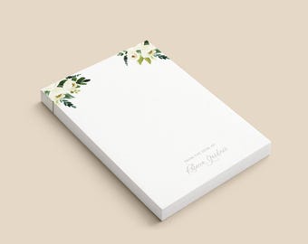 Custom Notepad: Elegant White Floral