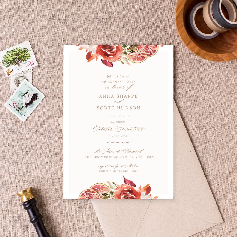 Fall Engagement Party Invitation Autumn Bridal Shower Etsy